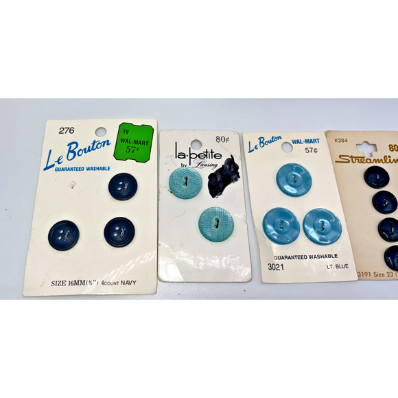 Vintage Buttons Carded Le Bouton Streamline Shades of Blue buttons Navy Pearl - Picture 3 of 10